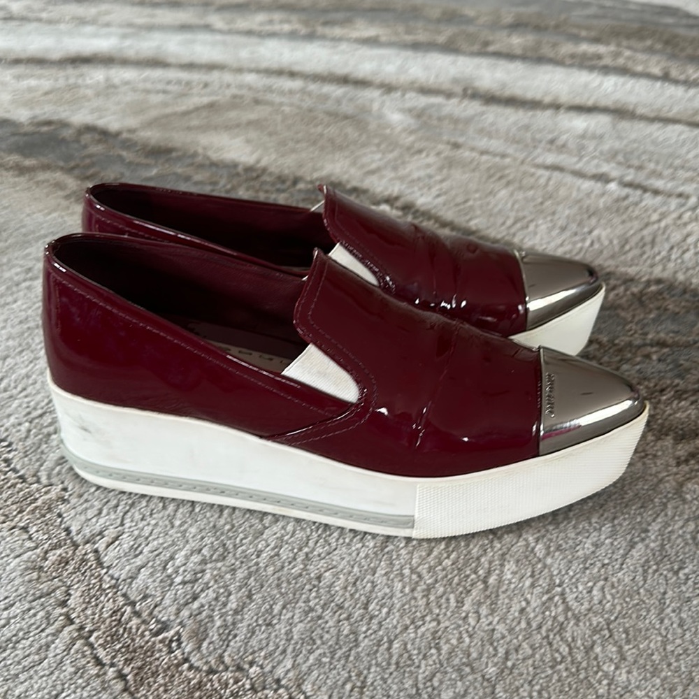 Miu Miu metal Cap toe platform sneaker Size 37
